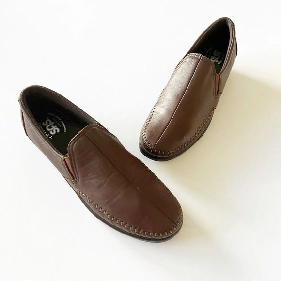 SAS Brown Leather Loafer Women’s Size 8.5 N Whipstitch Detail Comfort Orthapedic - Picture 8 of 8